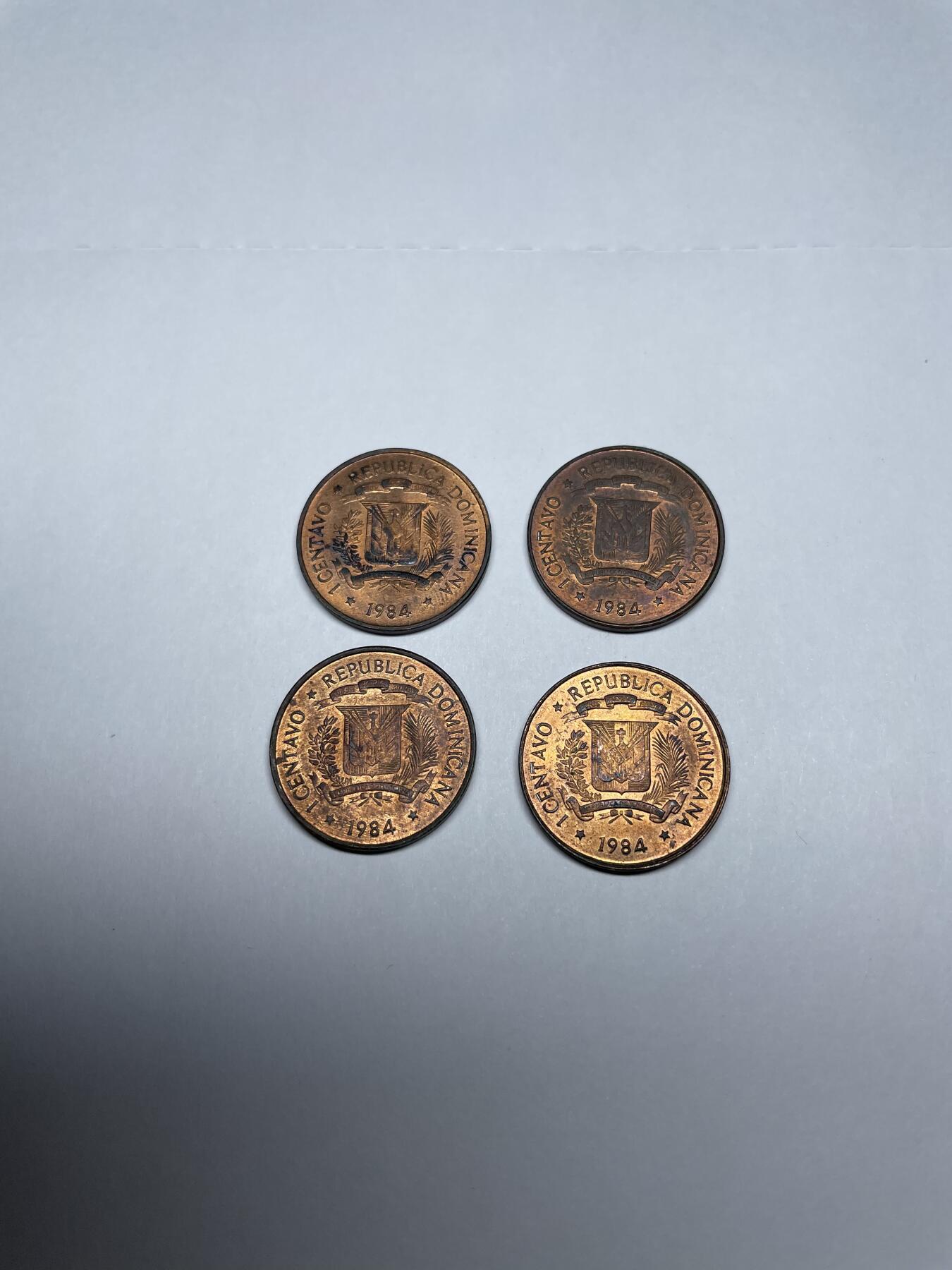 每日一拍，2024年集古藏今外币拍卖第十九期-第3场—（总第183拍），可以寄存60天，满160元包邮。 1984年多米尼加1分四枚