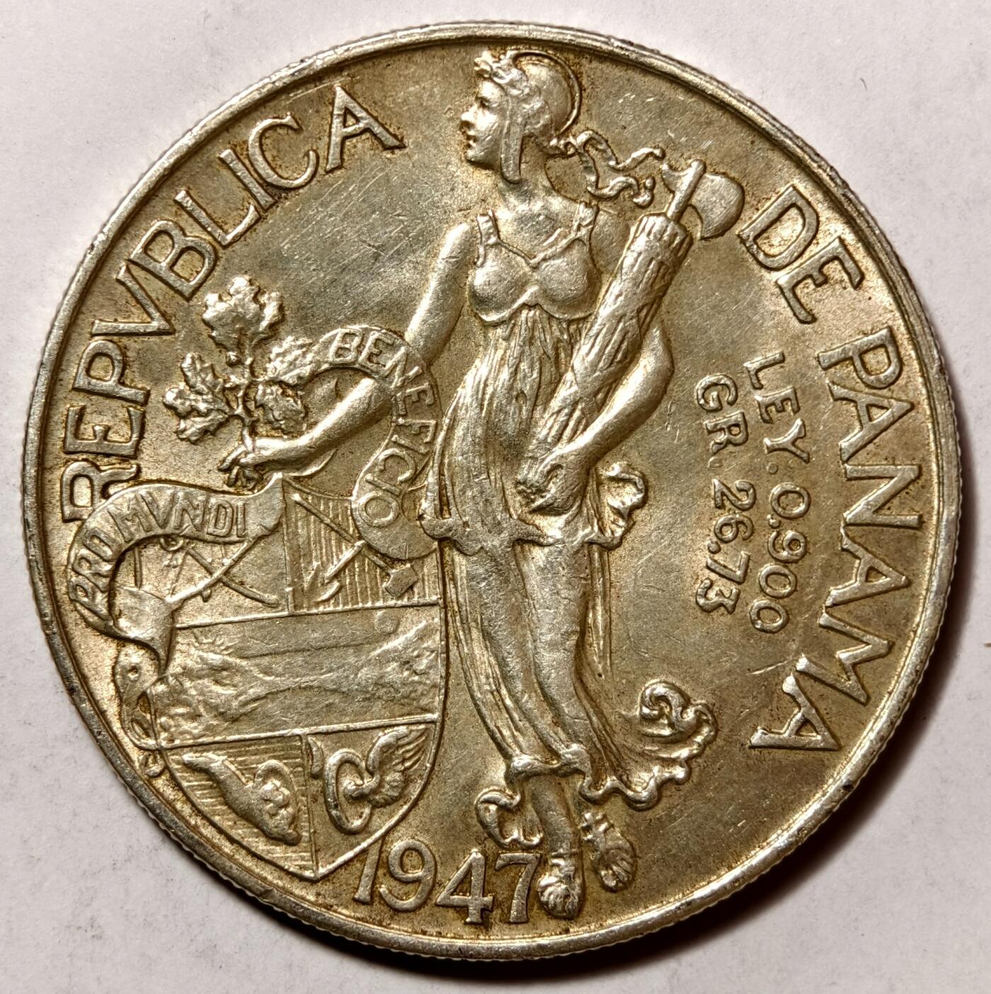 紫瑗钱币——第468期 巴拿马 1947年 总督巴尔博亚 1巴波亚 0.9银 26.73 克