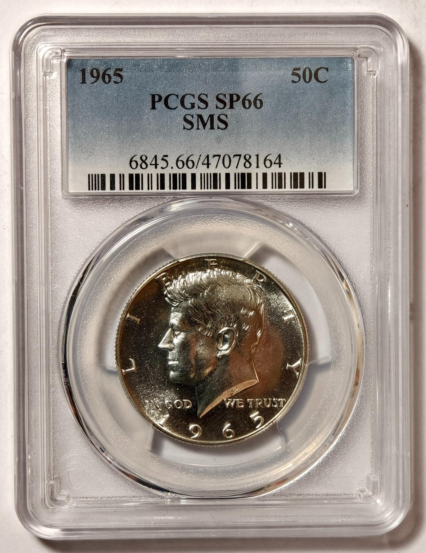紫瑗钱币——第468期 美国 1965年 肯尼迪 半美元 PCGS SP66 SMS