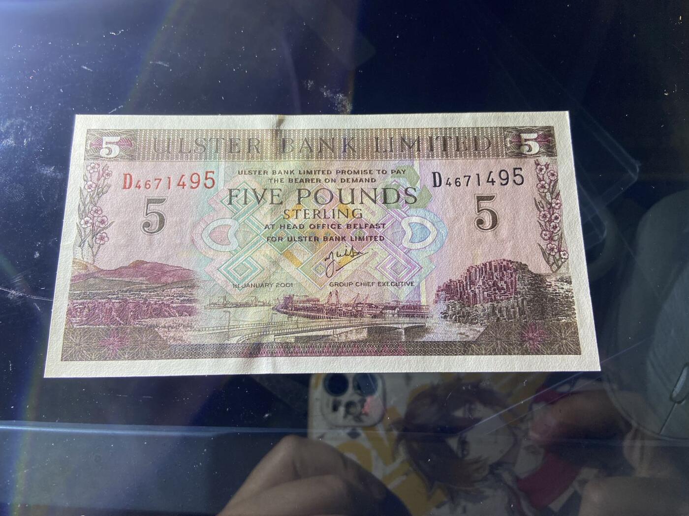 【炜奕收藏】，第二十期，裸钞专场 北爱尔兰阿尔斯特银行5镑，UNC品相