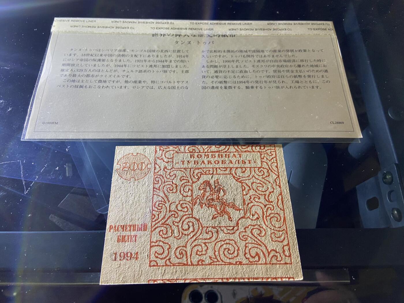 【炜奕收藏】，第二十期，裸钞专场 图瓦共和国200卢布，UNC品相