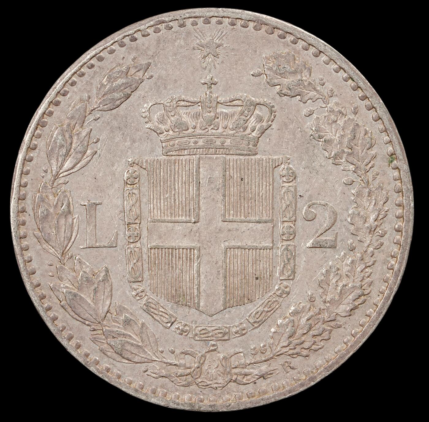 修遠堂世界钱币第五十期 全场包邮 1887年意大利2里拉银币 10g