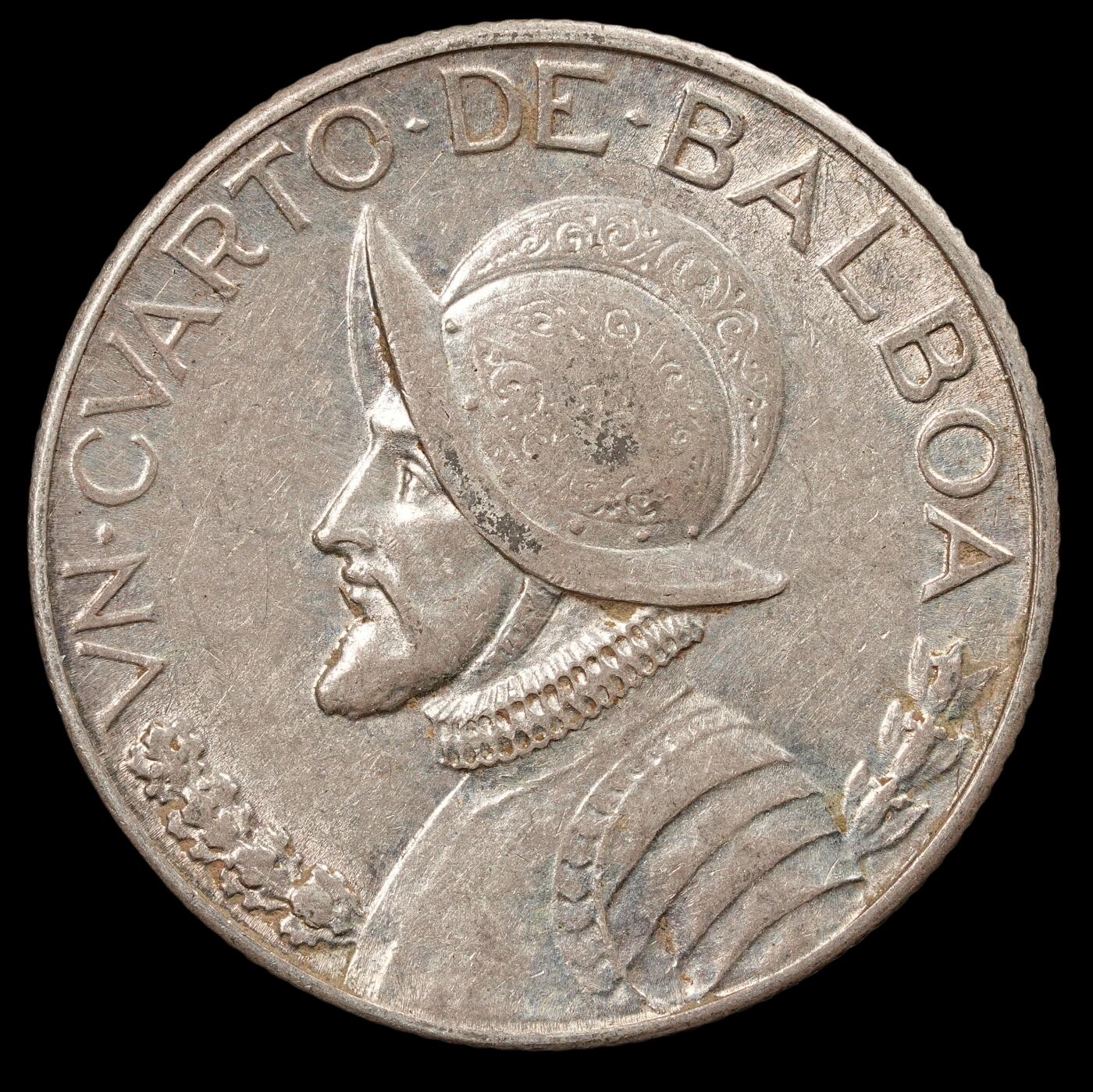 修遠堂世界钱币第五十期 全场包邮 1930年巴拿马1/4 BALBOA银币 6.25g，含银90%