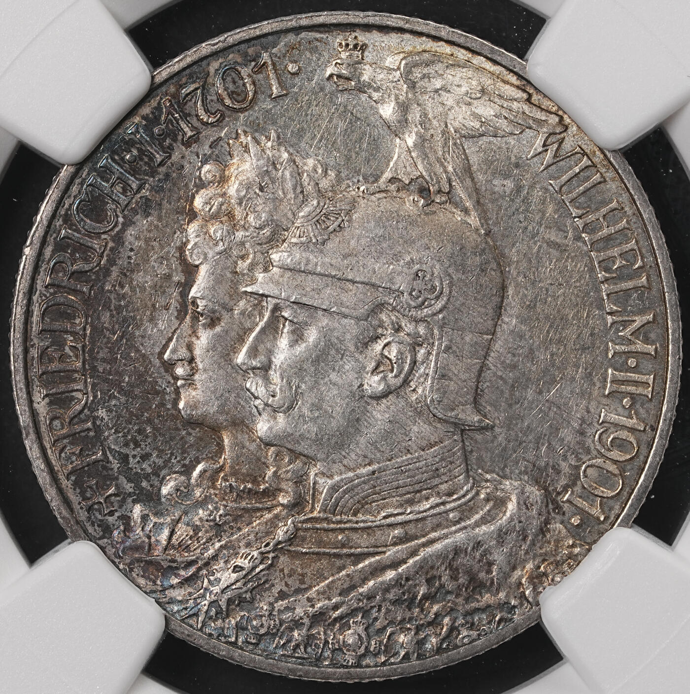 修遠堂世界钱币第五十期 全场包邮 NGC MS61 1901年普鲁士建国200周年2马克银币