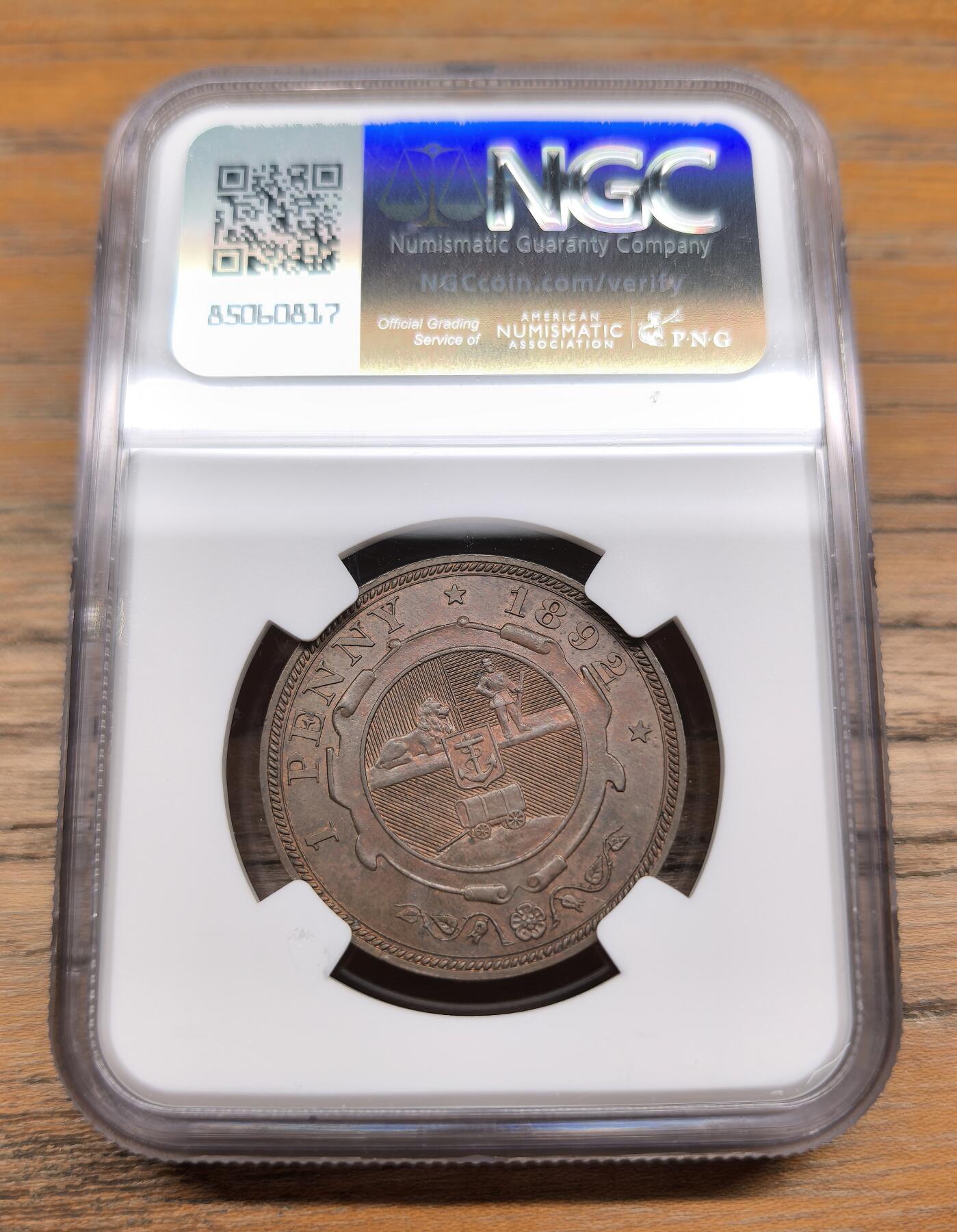 凡希社世界钱币微拍第二百九十三期 1892S南非克鲁格便士铜币NGC-MS63