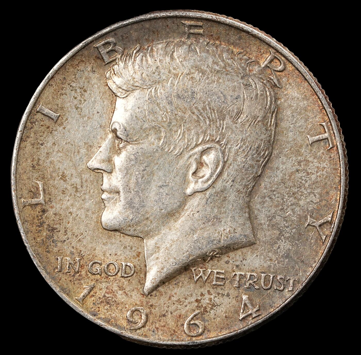 修遠堂世界钱币第五十期 全场包邮 1964年美国50美分银币 12.49g，含银90%