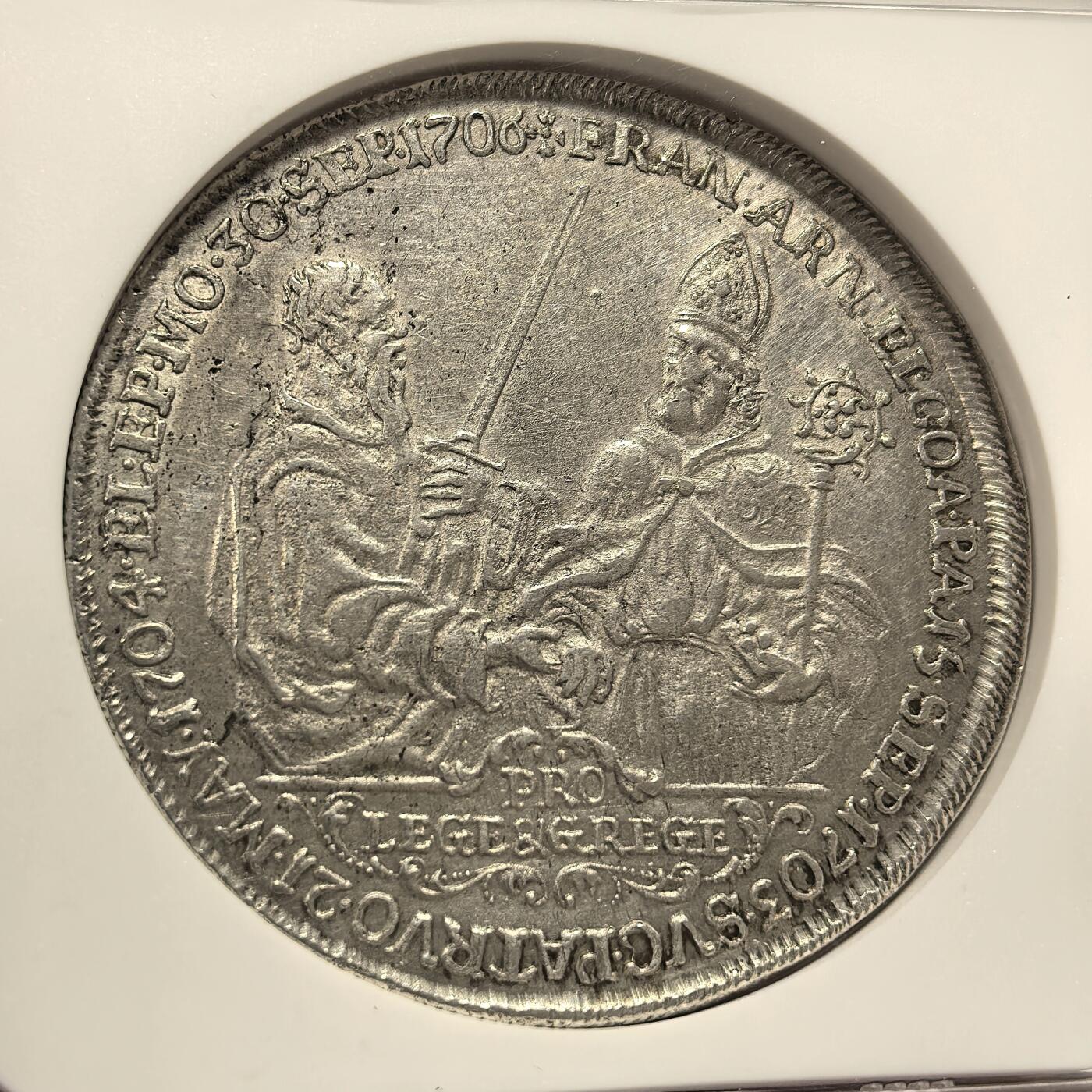 博洋堂世界钱币拍卖第103期（全场包邮） NGC AU 德国1710年明斯特主教区泰勒大银币，稀见品种