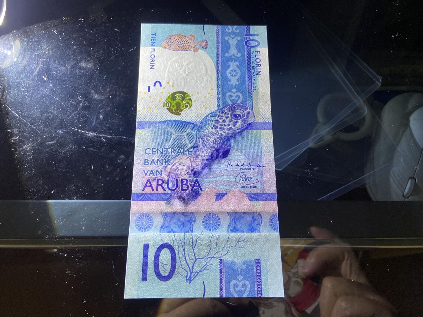 【炜奕收藏】，第二十期，裸钞专场 阿鲁巴10佛洛林，UNC品相