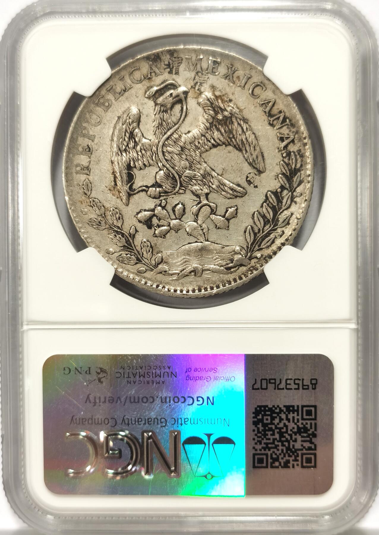 博洋堂世界钱币拍卖第103期（全场包邮） NGC AU 墨西哥1892年ZS FZ版花边鹰洋，原味墨印