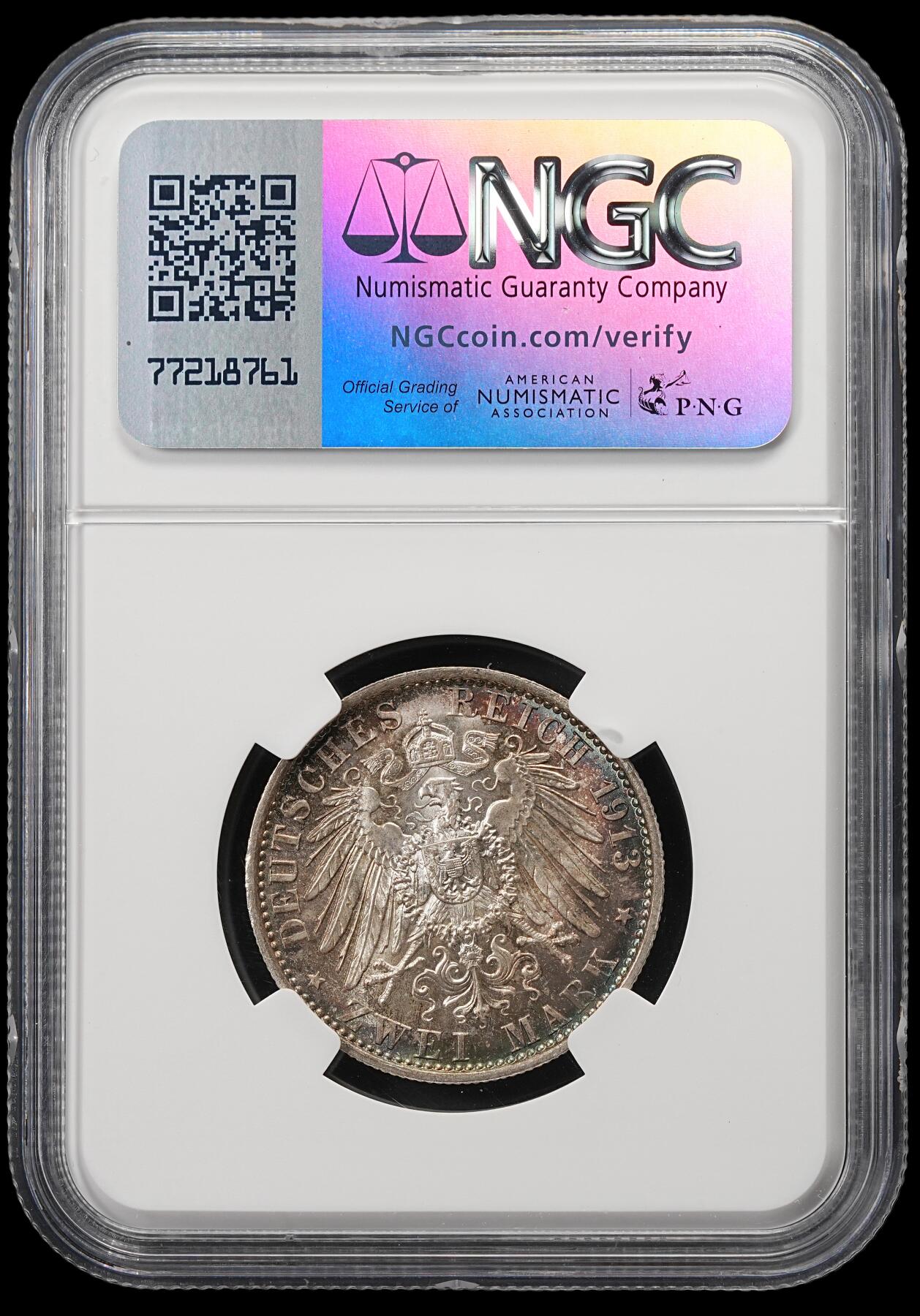 修遠堂世界钱币第五十期 全场包邮 NGC MS63 1913年普鲁士威廉二世登基25周年纪念2马克银币