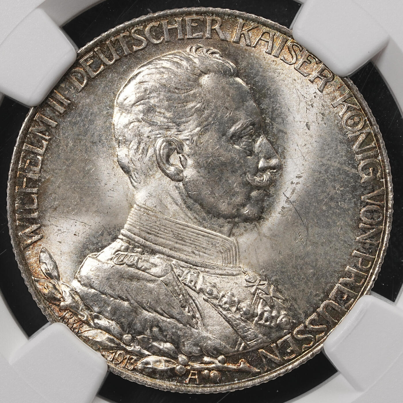 修遠堂世界钱币第五十期 全场包邮 NGC MS63 1913年普鲁士威廉二世登基25周年纪念2马克银币