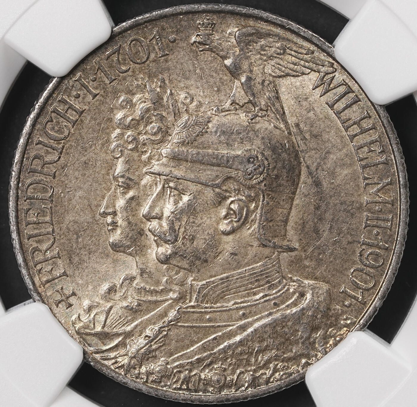 修遠堂世界钱币第五十期 全场包邮 NGC MS62 1901年普鲁士建国200周年2马克银币