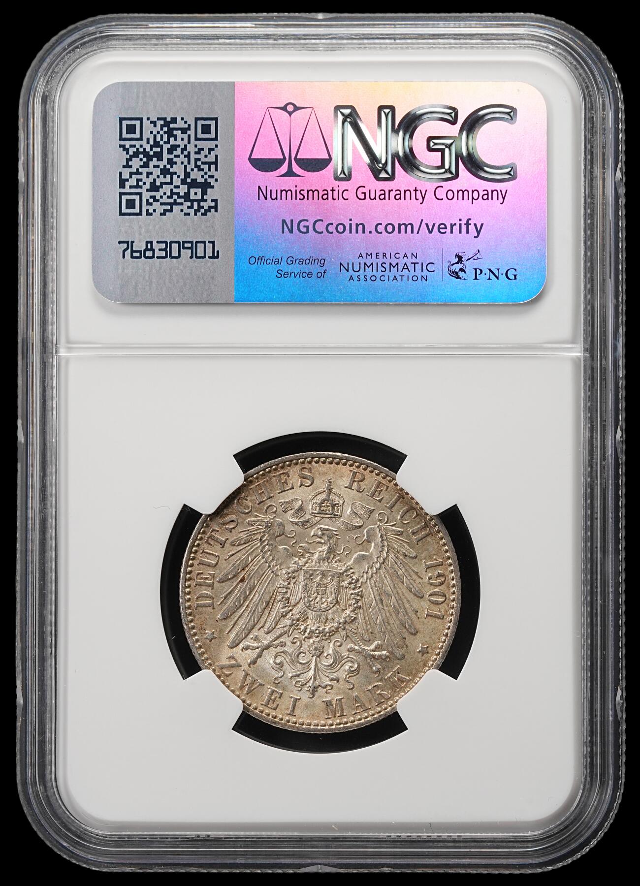 修遠堂世界钱币第五十期 全场包邮 NGC MS62 1901年普鲁士建国200周年2马克银币