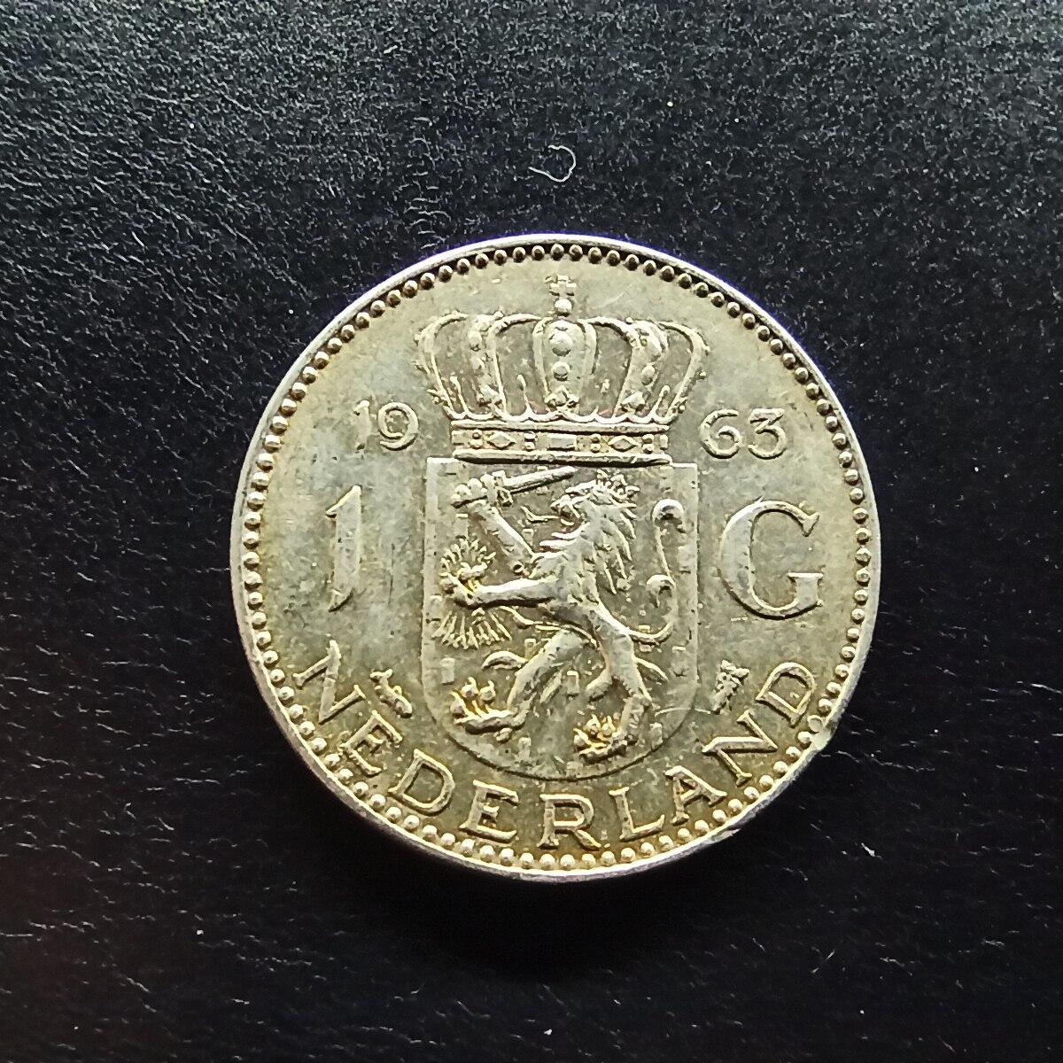 邮泉阁限时拍卖第十五场 各国硬币专场（拍卖结束后请付邮费，存留时间过长需全部邮寄） 荷兰1963年1盾银币6.5克0.720