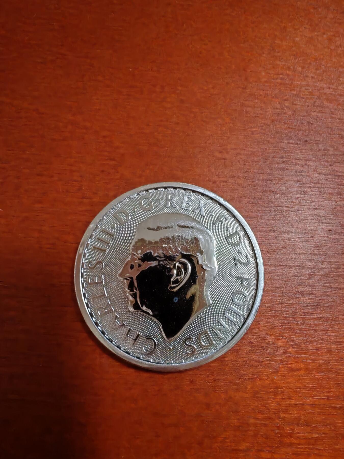 长老汇龙年精选第三十六场拍卖 2023英国查尔斯三世海神2英镑银币，1盎司999银