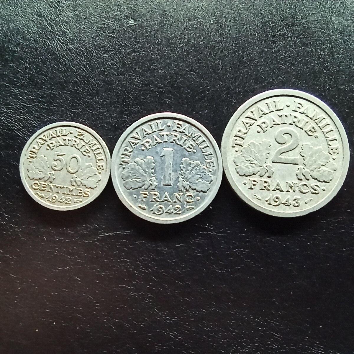 邮泉阁限时拍卖第十五场 各国硬币专场（拍卖结束后请付邮费，存留时间过长需全部邮寄） 法国维希政府3枚