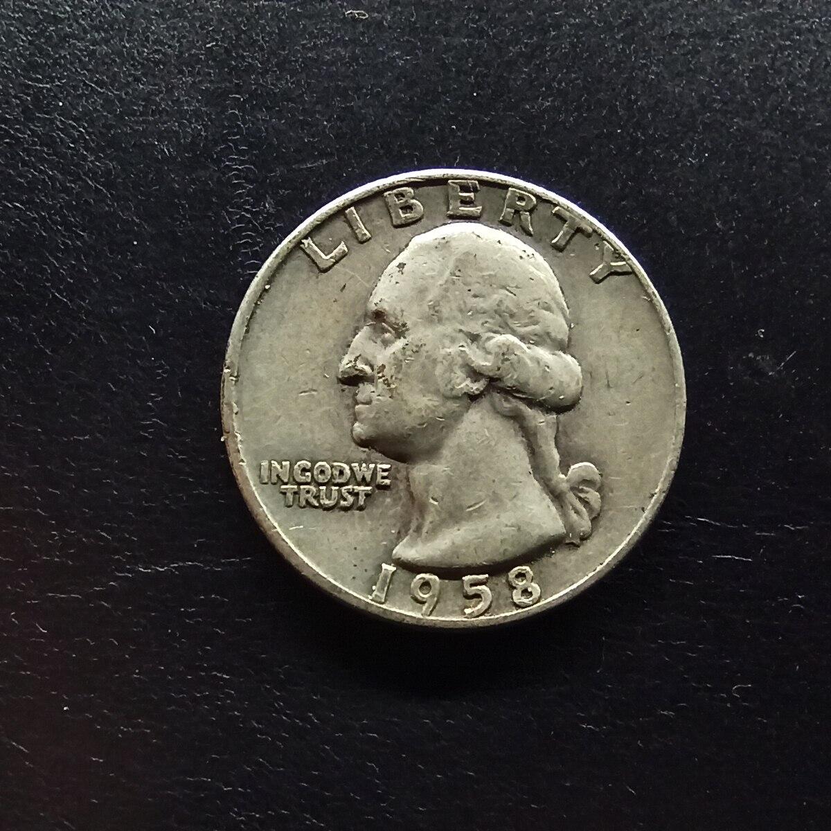 邮泉阁限时拍卖第十五场 各国硬币专场（拍卖结束后请付邮费，存留时间过长需全部邮寄） 美国1958年25分银币D版6.25克0.900