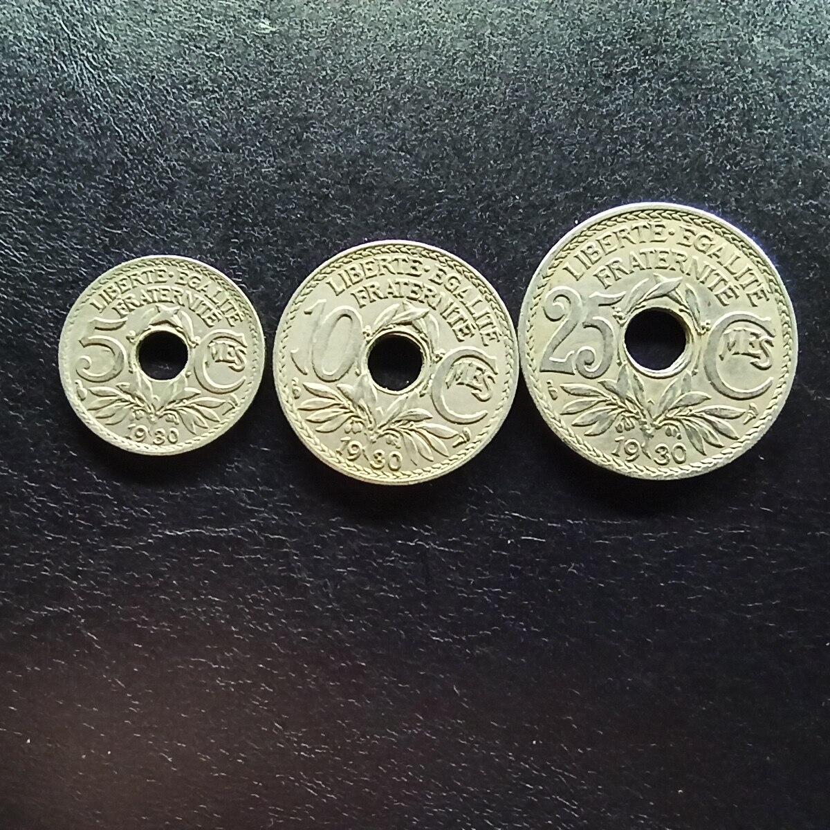 邮泉阁限时拍卖第十五场 各国硬币专场（拍卖结束后请付邮费，存留时间过长需全部邮寄） 法国1930年3枚