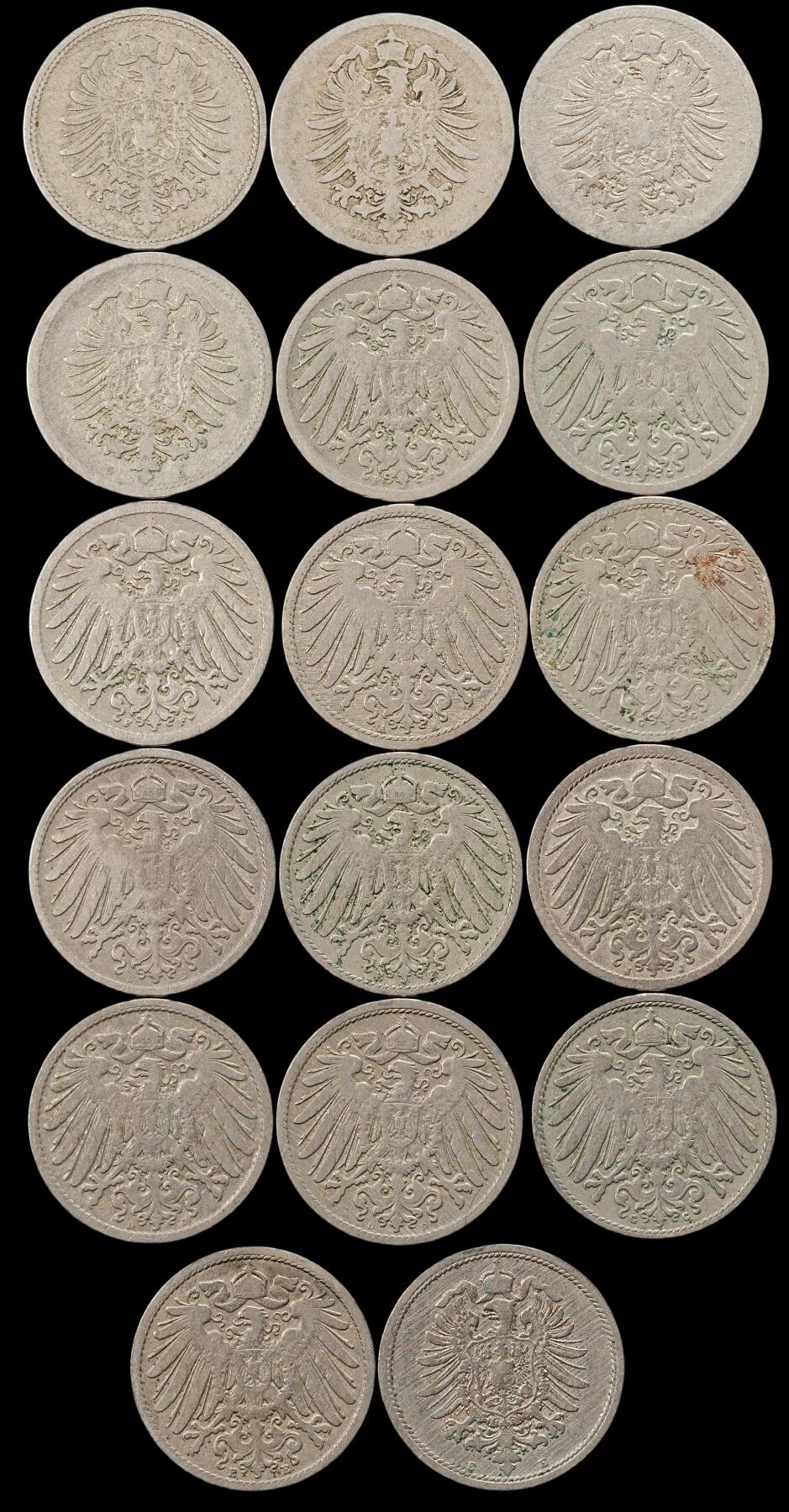 修遠堂世界钱币第五十期 全场包邮 德意志第二帝国时期10芬尼一组 年份或者厂铭不重复