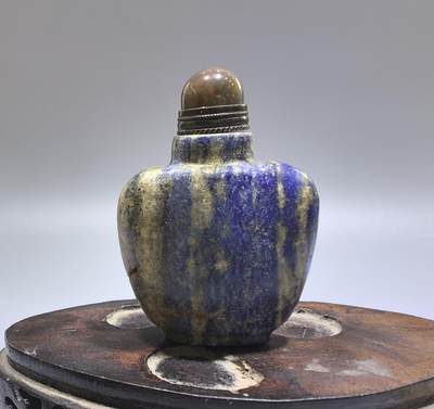 旧藏青金石鼻烟壶，品质如图尺寸:6.0cm*4.1cm*2.1cm - 旧藏青金石鼻烟壶，品质如图尺寸:6.0cm*4.1cm*2.1cm