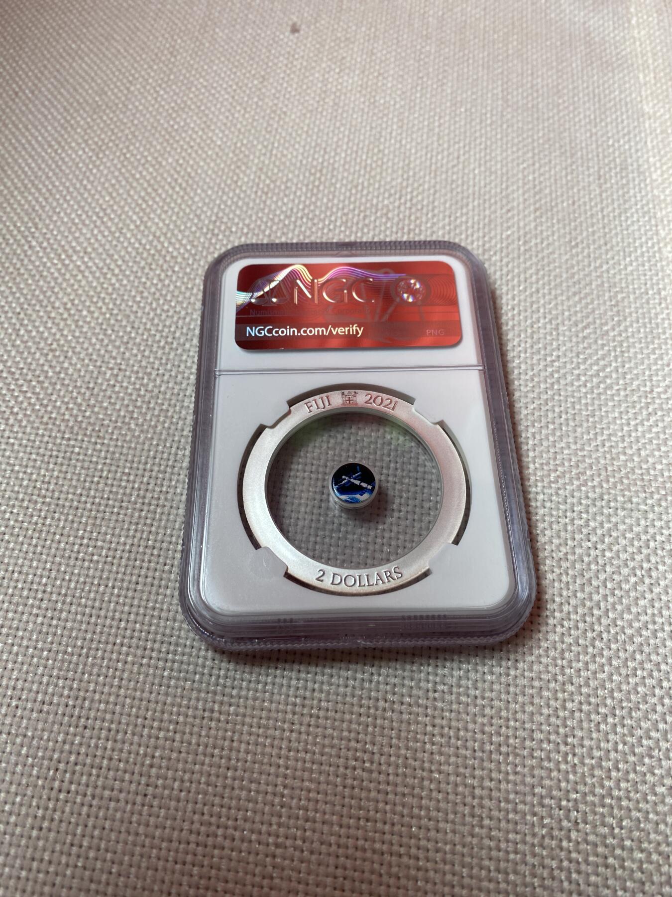 【金钰满堂钱币】拍卖第三十八期 中国金银币 NGC评级币 福利多多 2021年斐济空间站纪念银币。MGC 70分