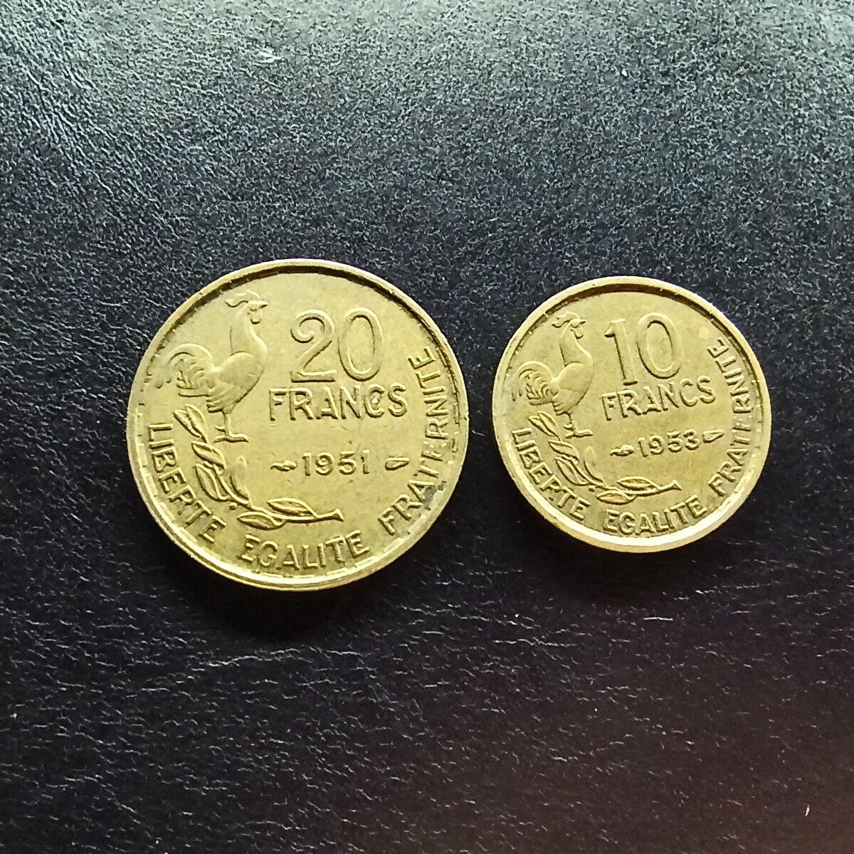 邮泉阁限时拍卖第十五场 各国硬币专场（拍卖结束后请付邮费，存留时间过长需全部邮寄） 法国第四共和国2枚