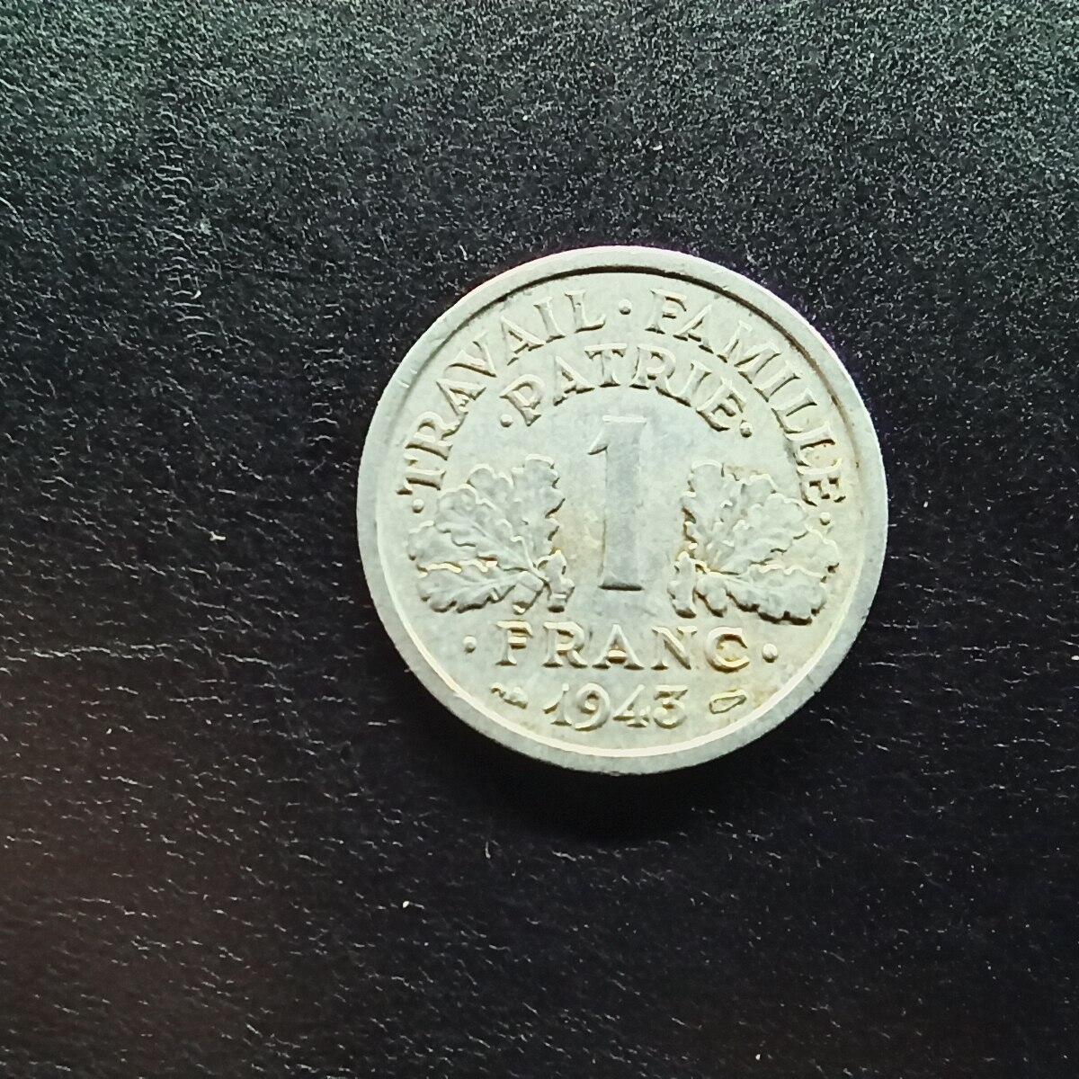 邮泉阁限时拍卖第十五场 各国硬币专场（拍卖结束后请付邮费，存留时间过长需全部邮寄） 法国维希政府1943年1法郎