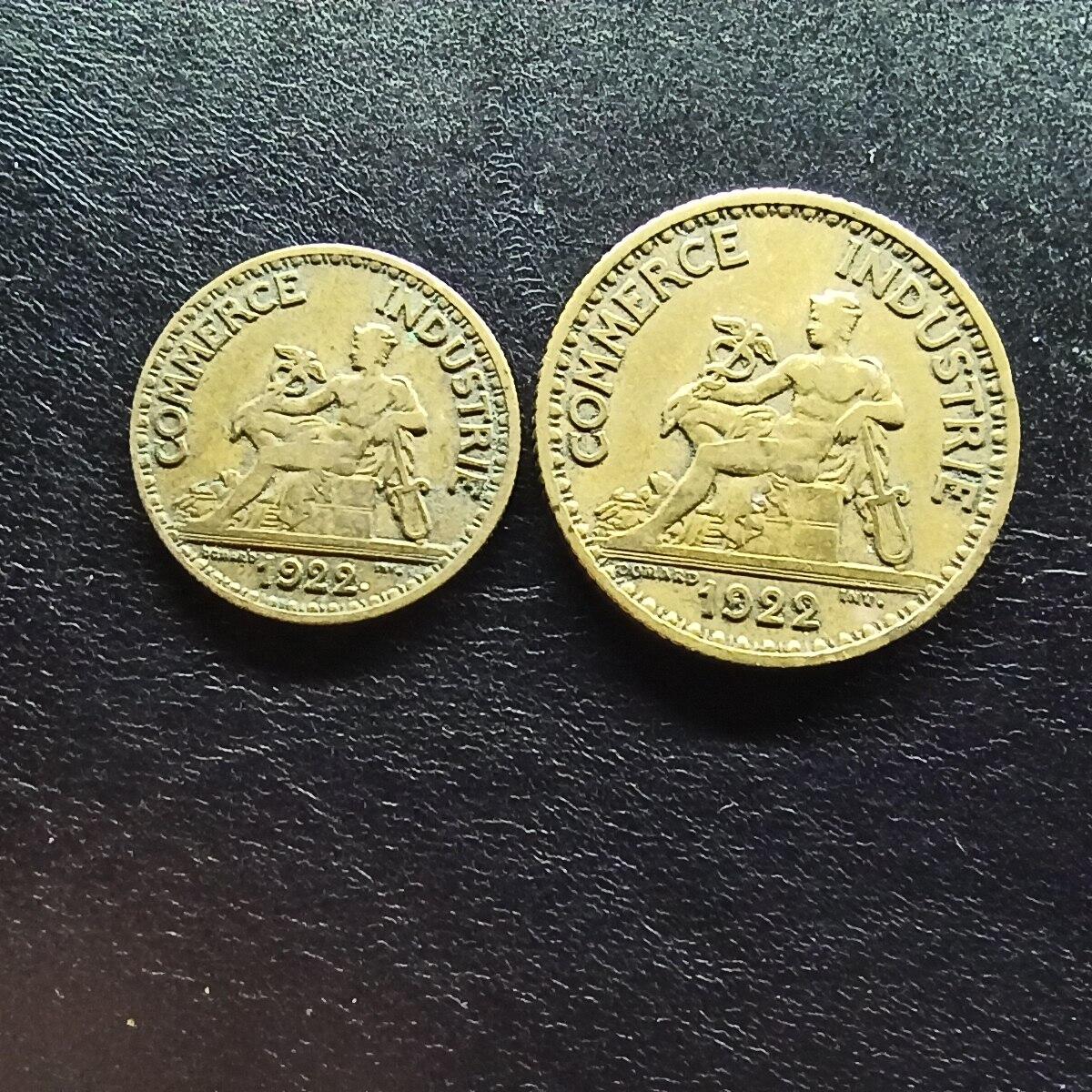 邮泉阁限时拍卖第十五场 各国硬币专场（拍卖结束后请付邮费，存留时间过长需全部邮寄） 法国1922年2枚