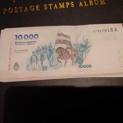 【世界钱币】精选微拍第154期暨2024年第66期～部分新品卖剩品种展销 2024年阿根廷10000比索 全新绝品无4尾号818