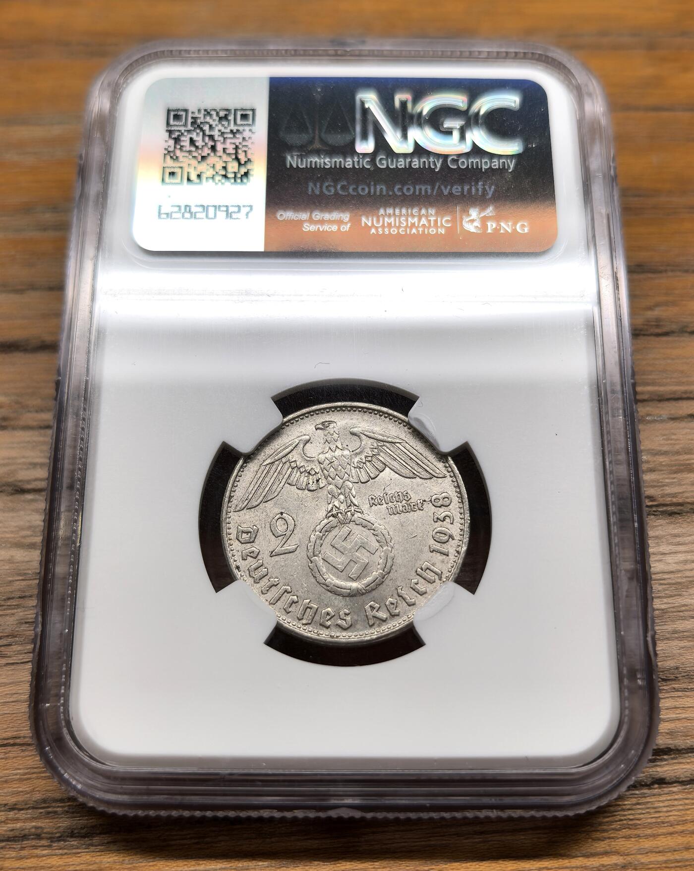 凡希社世界钱币微拍第二百九十三期 1938B德国兴登堡2马克银币NGC-MS63