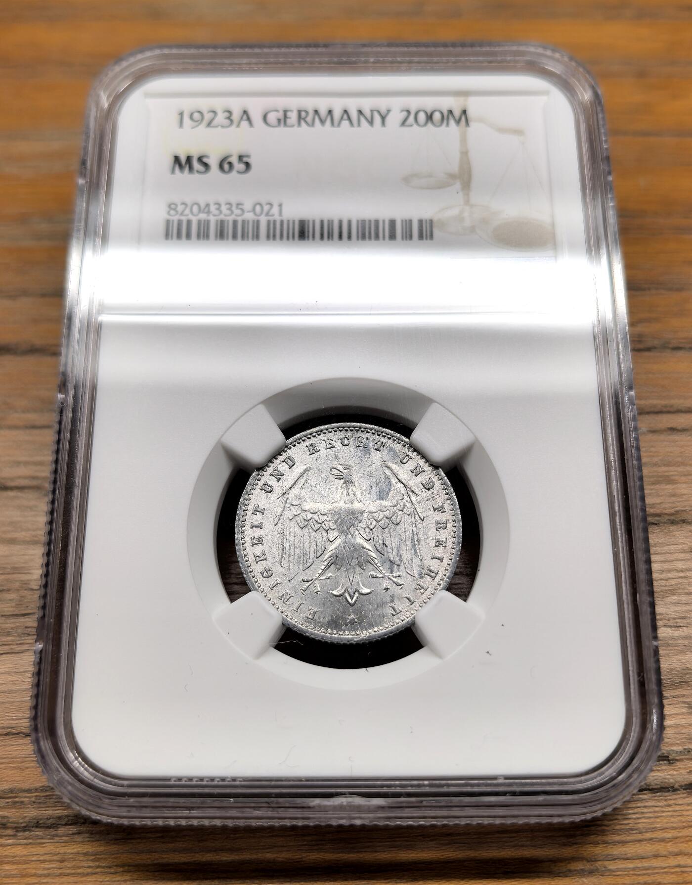 凡希社世界钱币微拍第二百九十三期 1923A德国200马克铝币NGC-MS65
