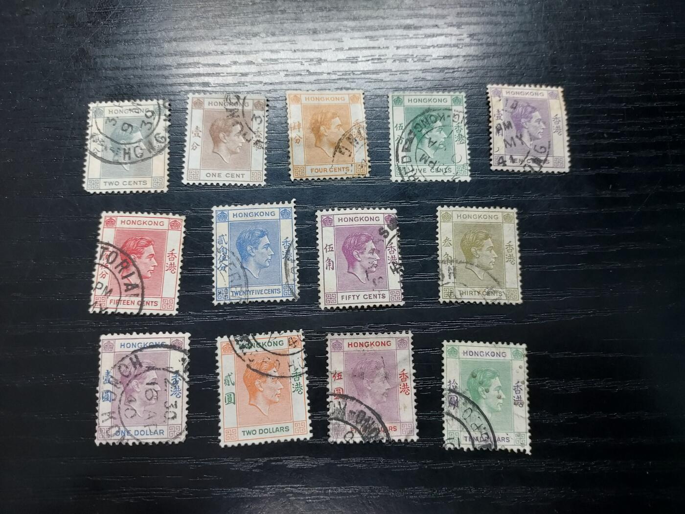 理想集藏/博彦收藏 12月16日邮票专场 香港乔治五世1938普票旧票一套 10元有瑕疵如图