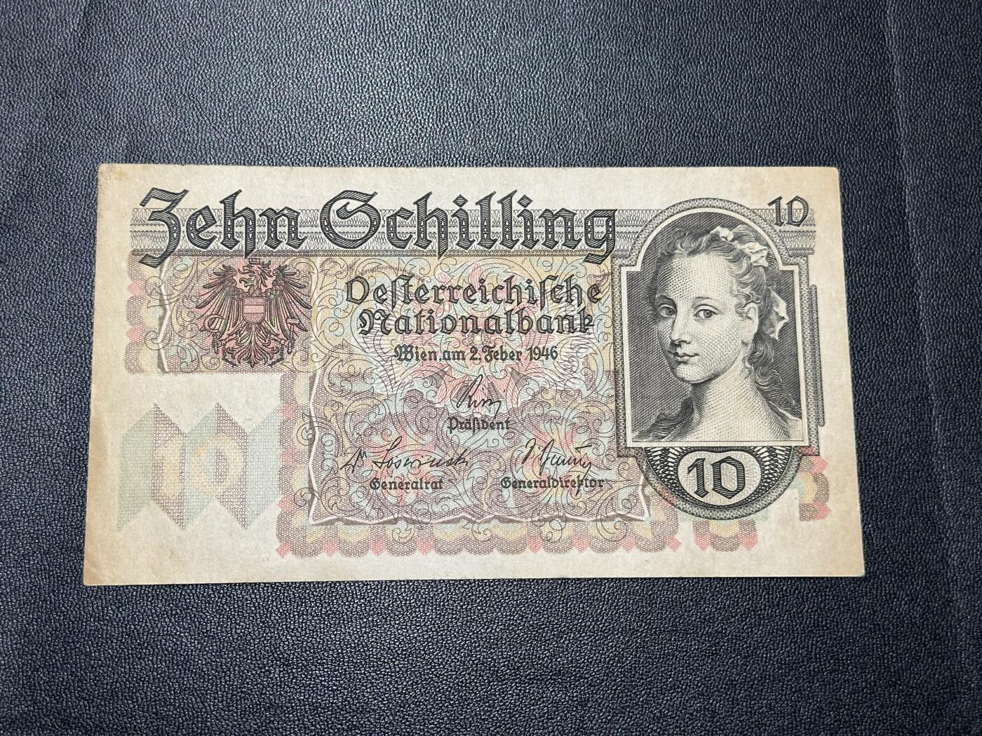 《外钞收藏家》第四百五十七期 1946年奥地利10先令 稀少 非全新 品相如图