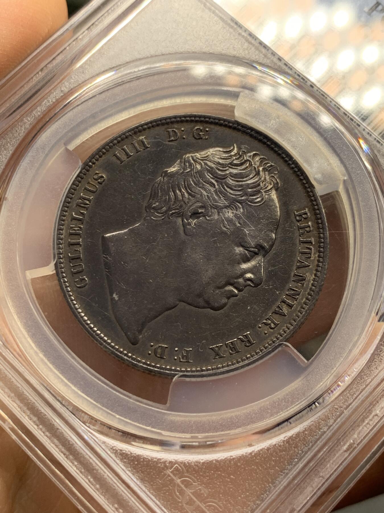 《竞宝斋》第337场 周日，周一，周二 3场连拍 （全场包邮） PCGS AU55 英国威廉四世半克朗，1836年，英伦老包浆。