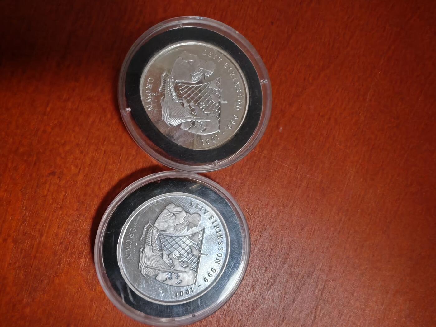 长老汇龙年精选第三十七场拍卖 1997马恩岛维京人1/2克朗银币两枚，每枚15克999银