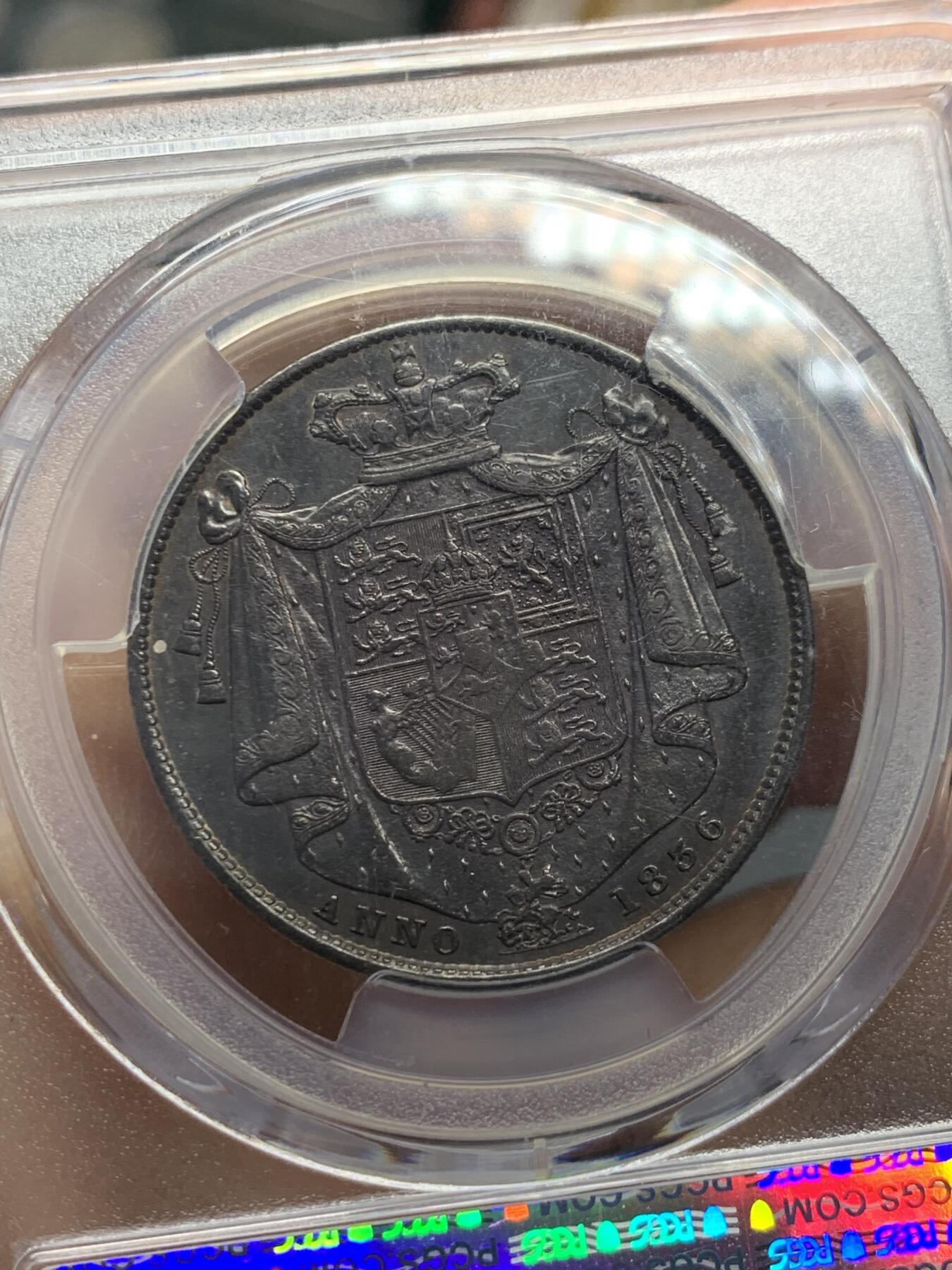 《竞宝斋》第337场 周日，周一，周二 3场连拍 （全场包邮） PCGS AU55 英国威廉四世半克朗，1836年，英伦老包浆。