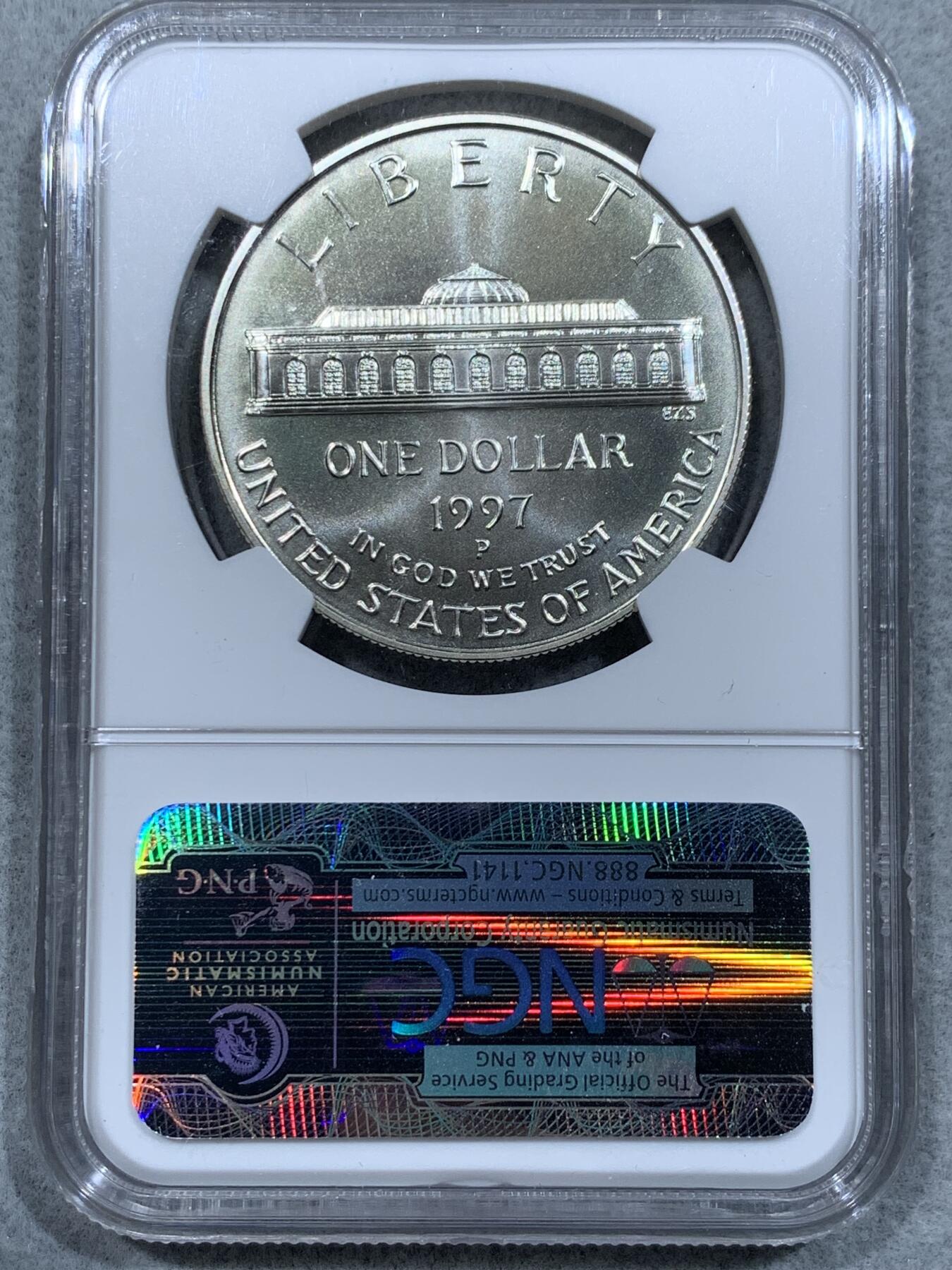 《竞宝斋》第337场 周日，周一，周二 3场连拍 （全场包邮） NGC MS69 美国1997年P版植物园1美元大银币
