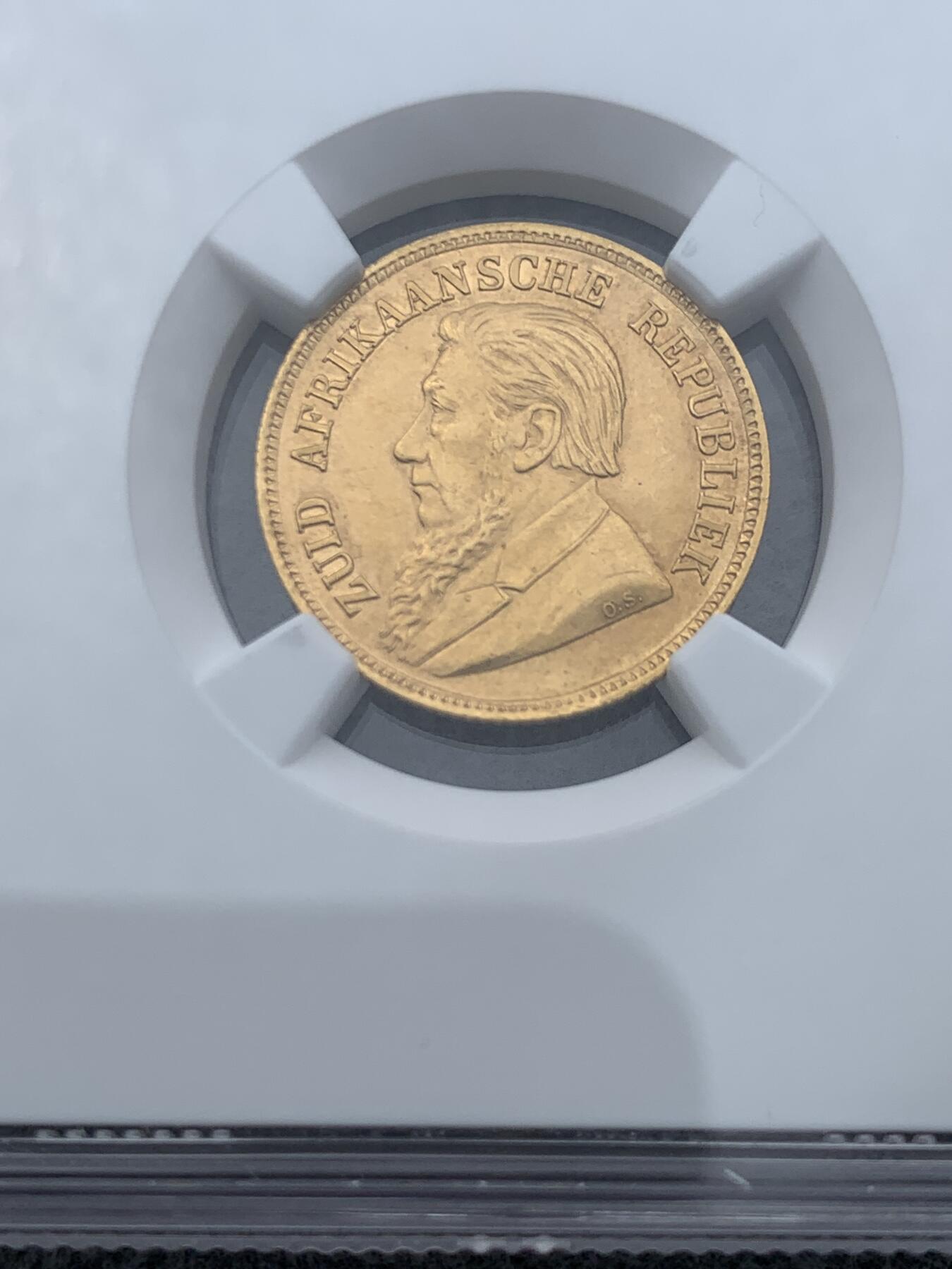 《竞宝斋》第337场 周日，周一，周二 3场连拍 （全场包邮） NGC AU 南非 1892年 单年双杆版  1/2镑金币 稀少品种 值得收藏