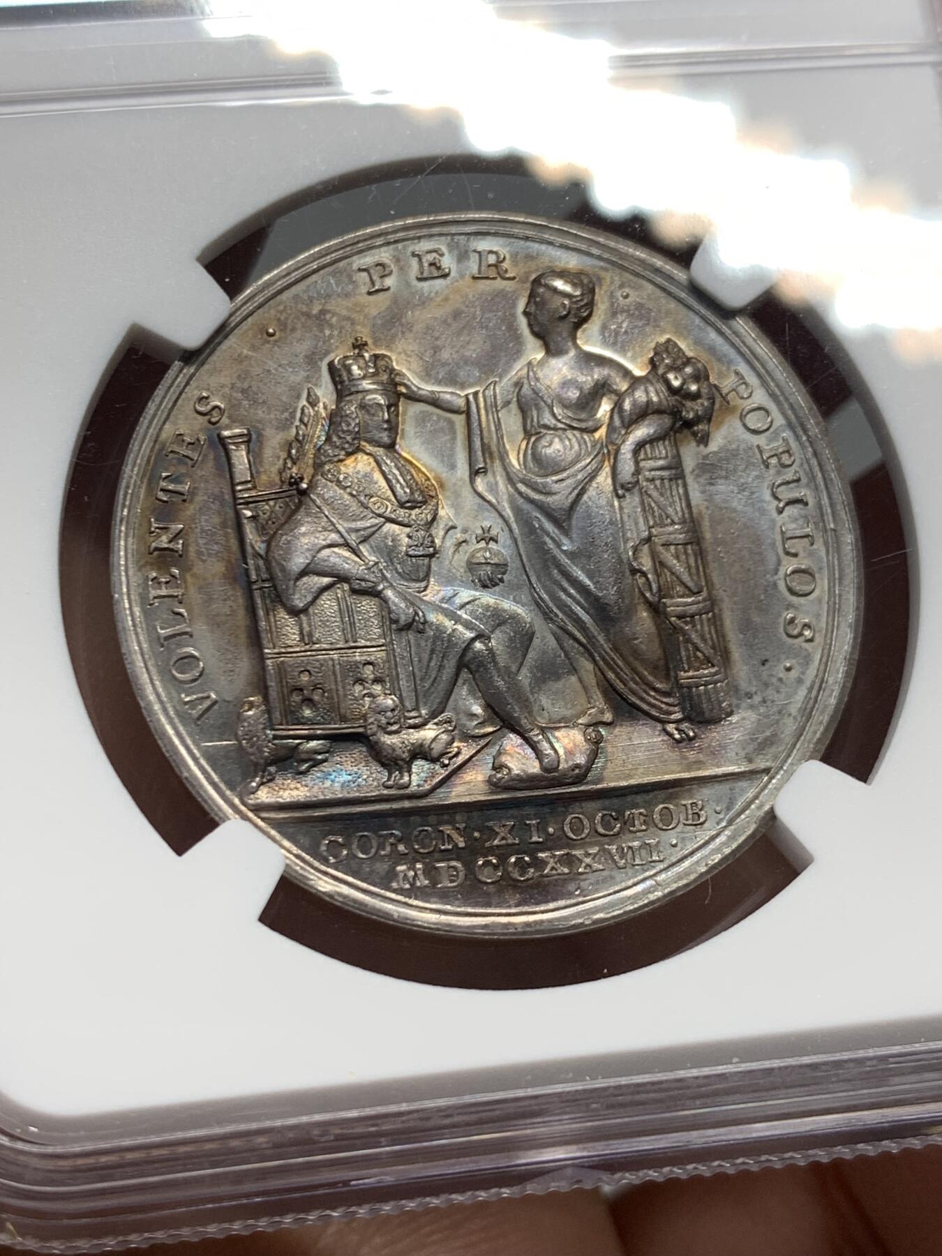 《竞宝斋》第337场 周日，周一，周二 3场连拍 （全场包邮） NGC UNCD 英国1727年乔治二世 承大统 加冕银章 稀见品种
