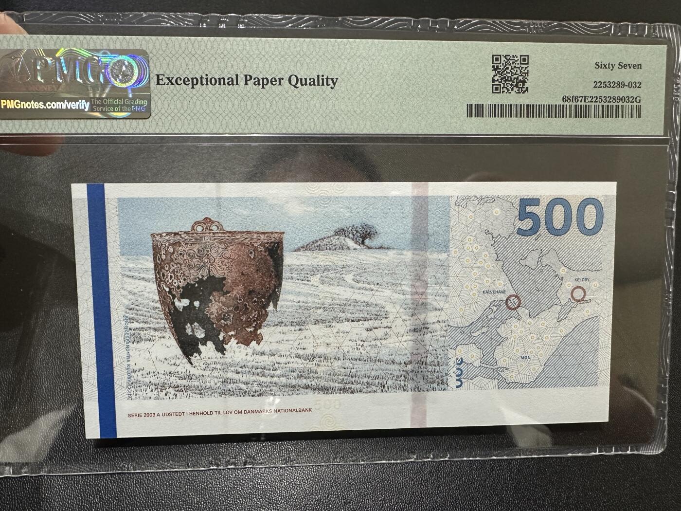 《外钞收藏家》第四百五十八期 2019年丹麦桥版500克朗 PMG67 无47