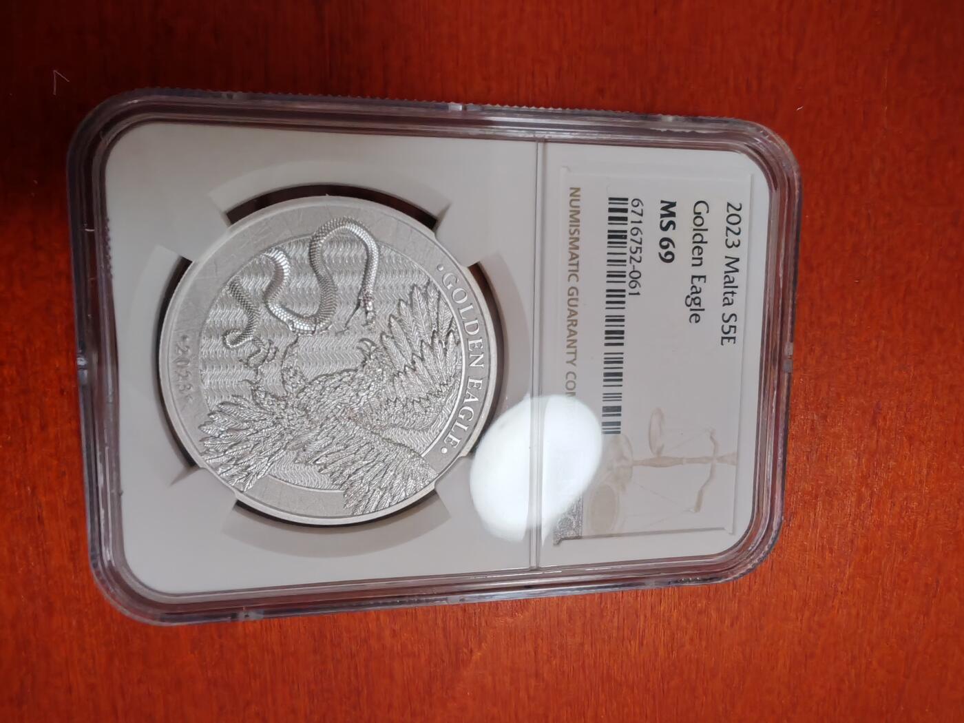 长老汇龙年精选第三十七场拍卖 2023 马耳他金雕5欧元银币，NGC MS69分