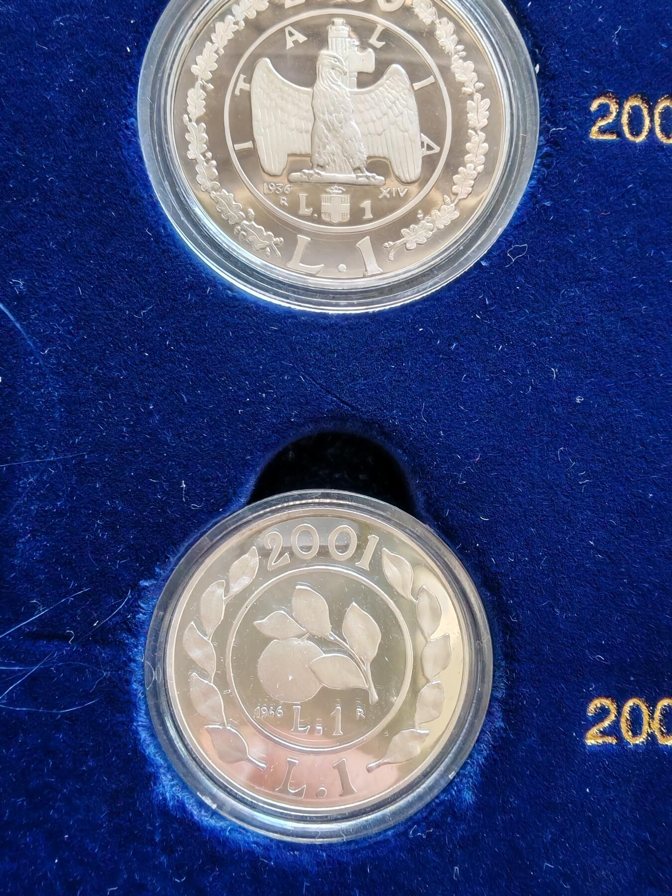 长老汇龙年限时拍卖第二场   1999-2001意大利最后的里拉精制银币6枚，盒证全，难得