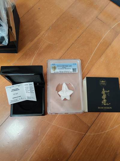 长老汇龙年限时拍卖第二场   - 2018法国万宝龙10欧元精制异形银币，PCGS PR70DCAM，盒证全