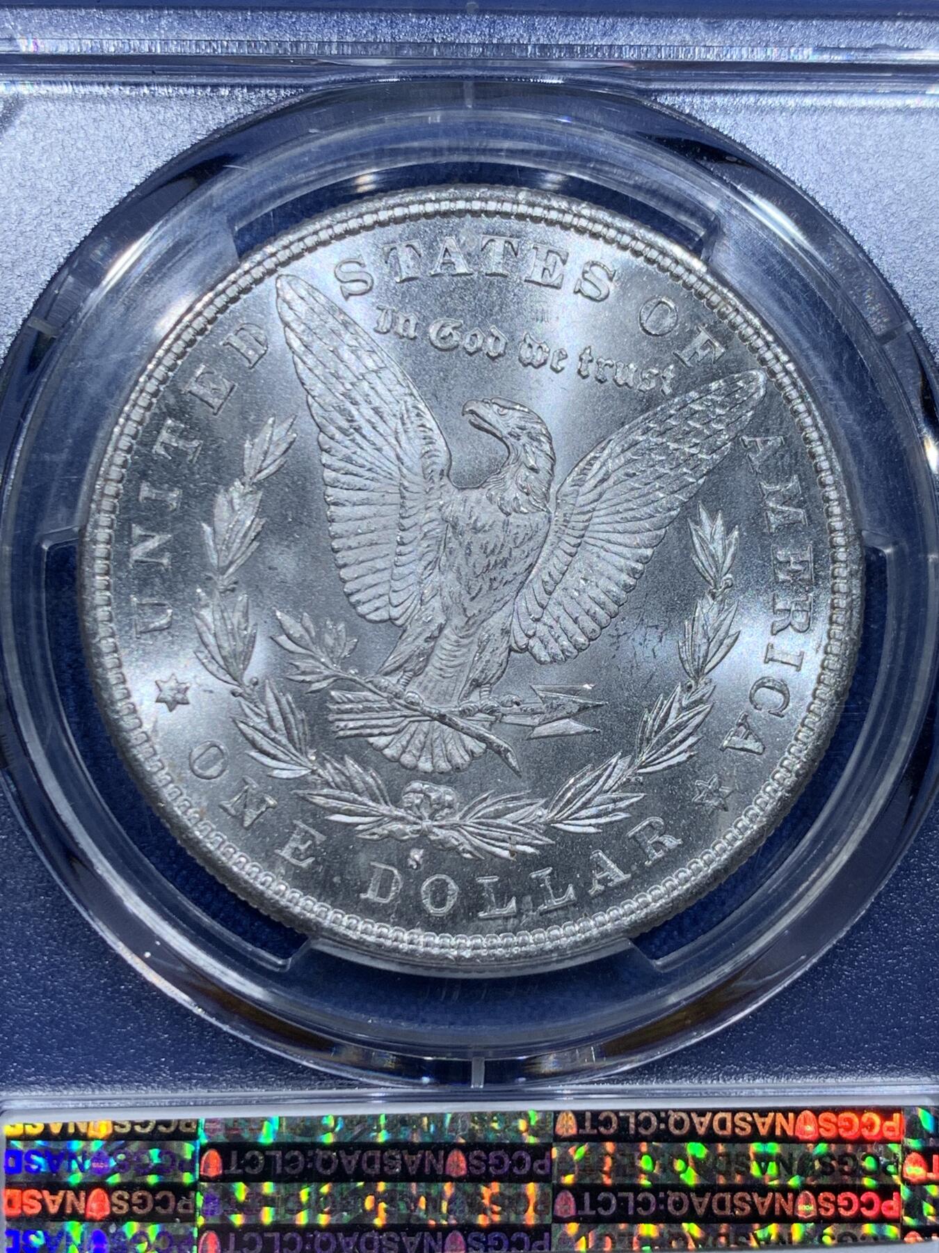 《竞宝斋》第338场 周日，周一，周二 3场连拍 （全场包邮） PCGS MS65 美国1880S摩根银币 干净白币车轮光晃眼