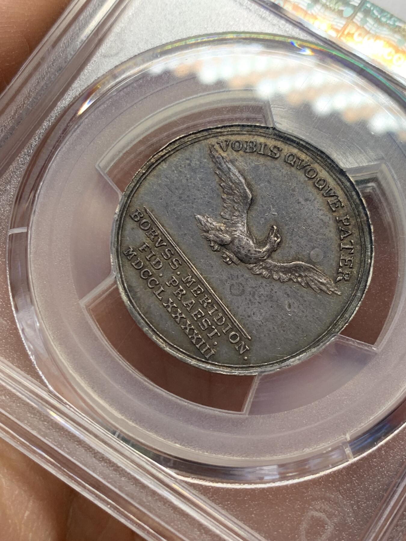 《竞宝斋》第338场 周日，周一，周二 3场连拍 （全场包邮） PCGS MS62 德国 1793 普鲁士 威廉二世 纪念银章 稀少品种 来自南普鲁士的致敬 双面深彩 飞翔的不死鸟 细节非常好