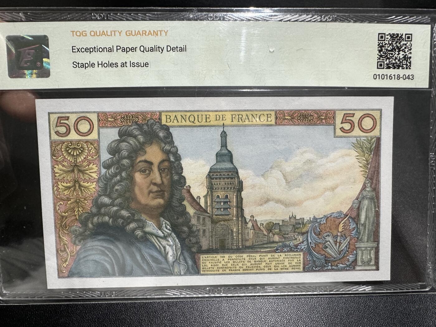 《外钞收藏家》第四百五十七期 1975年法国50法郎 TQG66