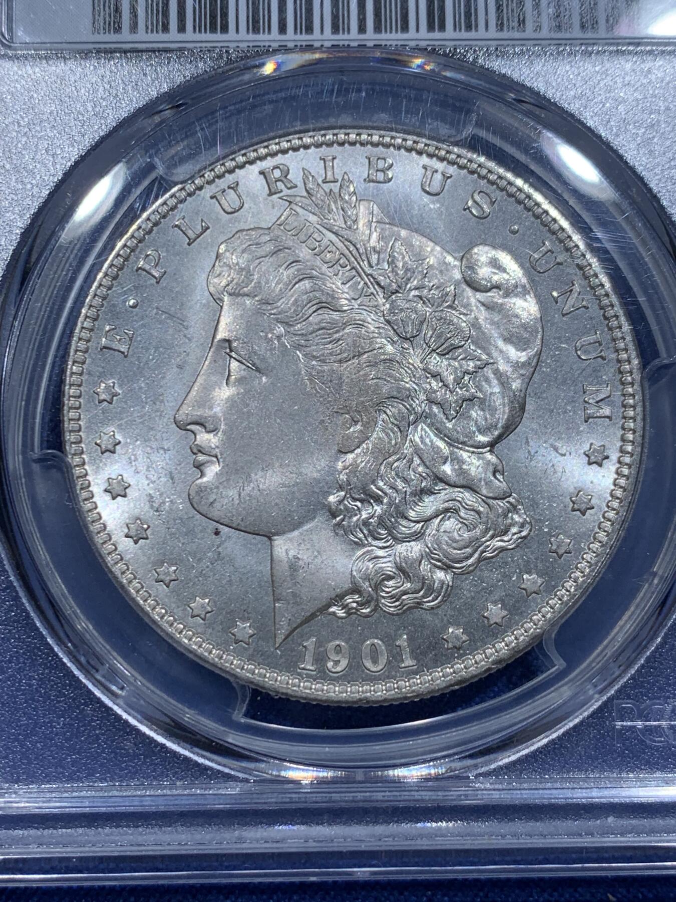 《竞宝斋》第338场 周日，周一，周二 3场连拍 （全场包邮） PCGS MS64 美国 1901年 O版摩根银币 高凝霜 不多见的年份 配套可藏