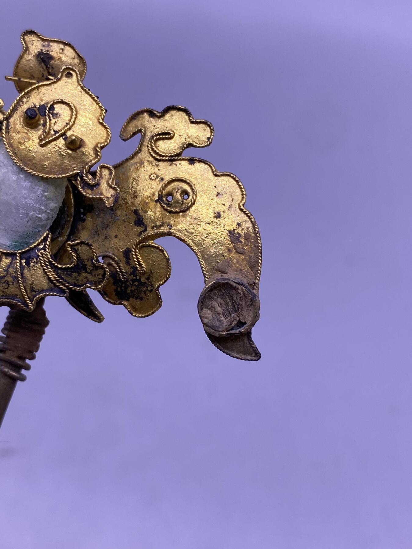 老银鎏金福在眼前簪子，尺寸14.9厘米，金水好，品相如图，1500包快递