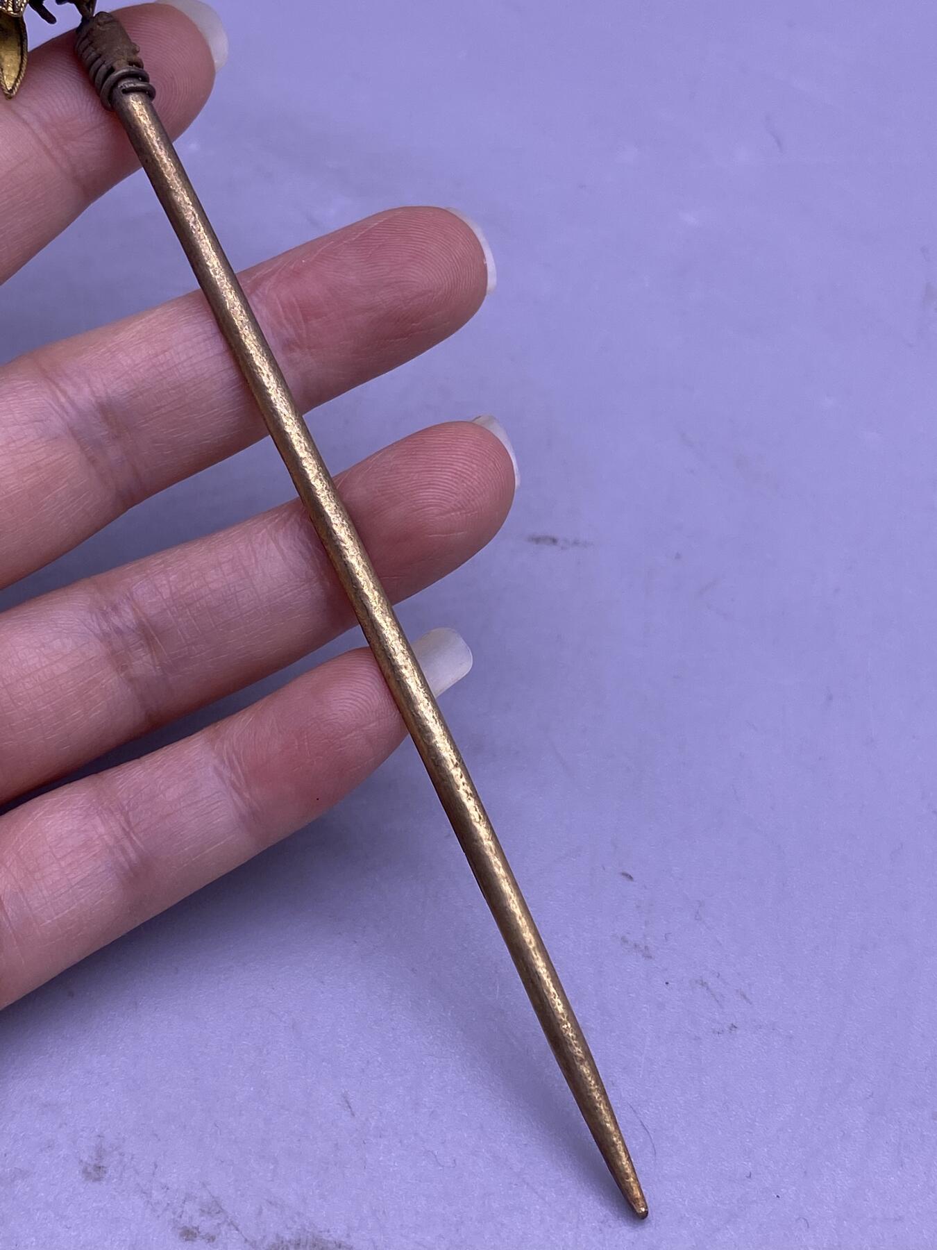 老银鎏金福在眼前簪子，尺寸14.9厘米，金水好，品相如图，1500包快递