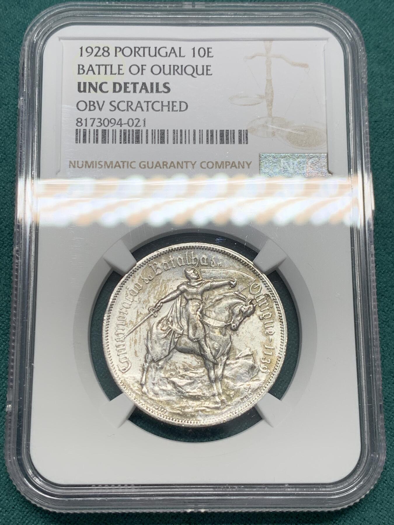 《竞宝斋》第338场 周日，周一，周二 3场连拍 （全场包邮） NGC UNCD 葡萄牙1928年奥里基战役10埃斯库多银币